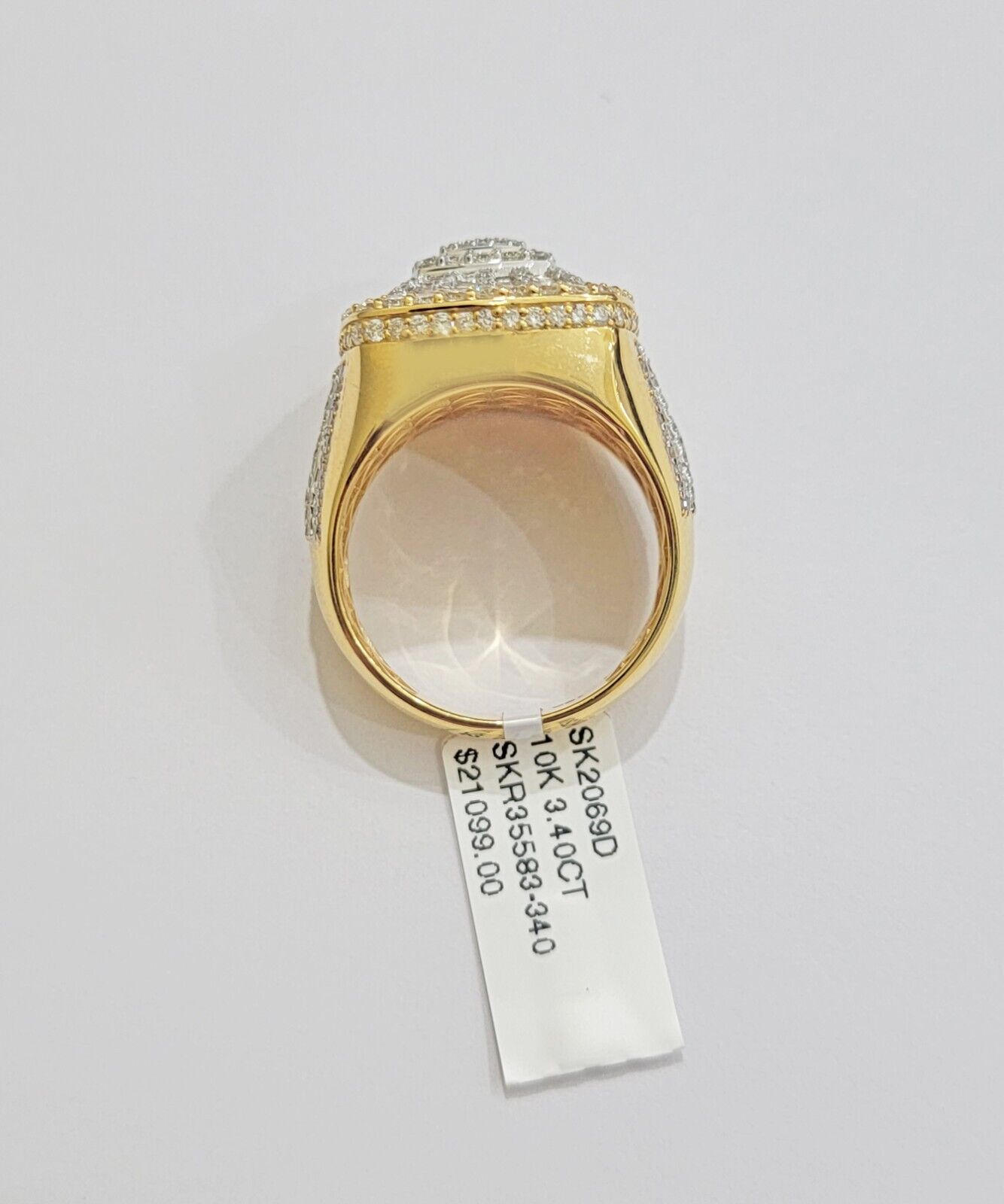 Real 10k Yellow Diamond Ring Mens Band 3.40 Ct Round Cut & Baguette GENUINE - Reva Jeweler
