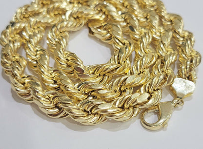 Real 10K Yellow Gold 10mm Rope Chain 24" Inch Thick Men - Reva Jeweler