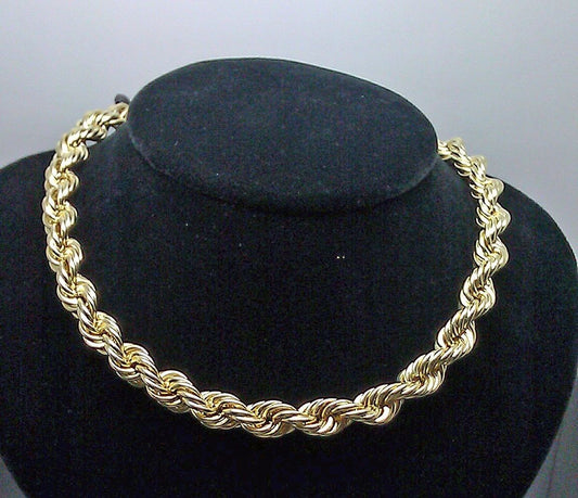 Real 10K Yellow Gold 10mm Rope Chain 24" Inch Thick Men - Reva Jeweler