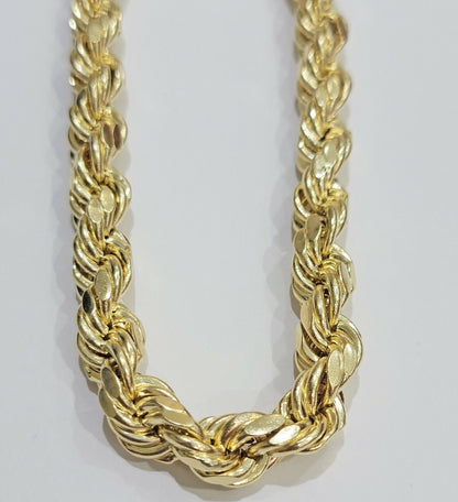 Real 10K Yellow Gold 10mm Rope Chain 24" Inch Thick Men - Reva Jeweler