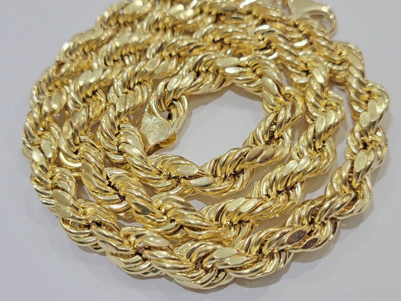 Real 10K Yellow Gold 10mm Rope Chain 24" Inch Thick Men - Reva Jeweler