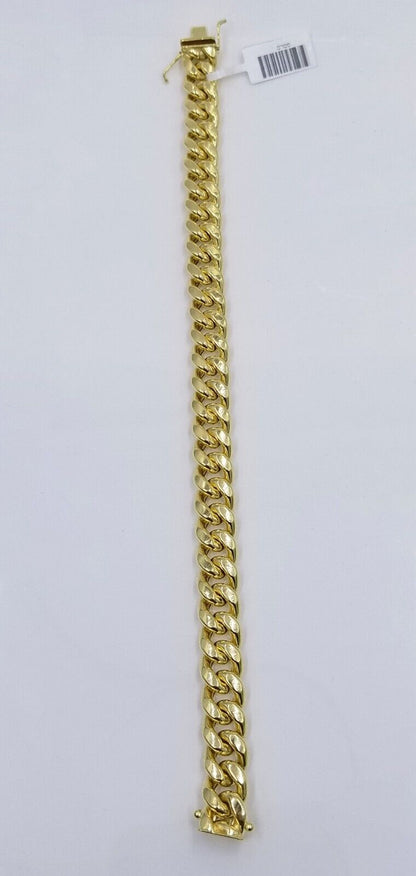 Real 10k Yellow Gold 11mm Miami Cuban Link Bracelet 9" inch For Men's - Reva Jeweler