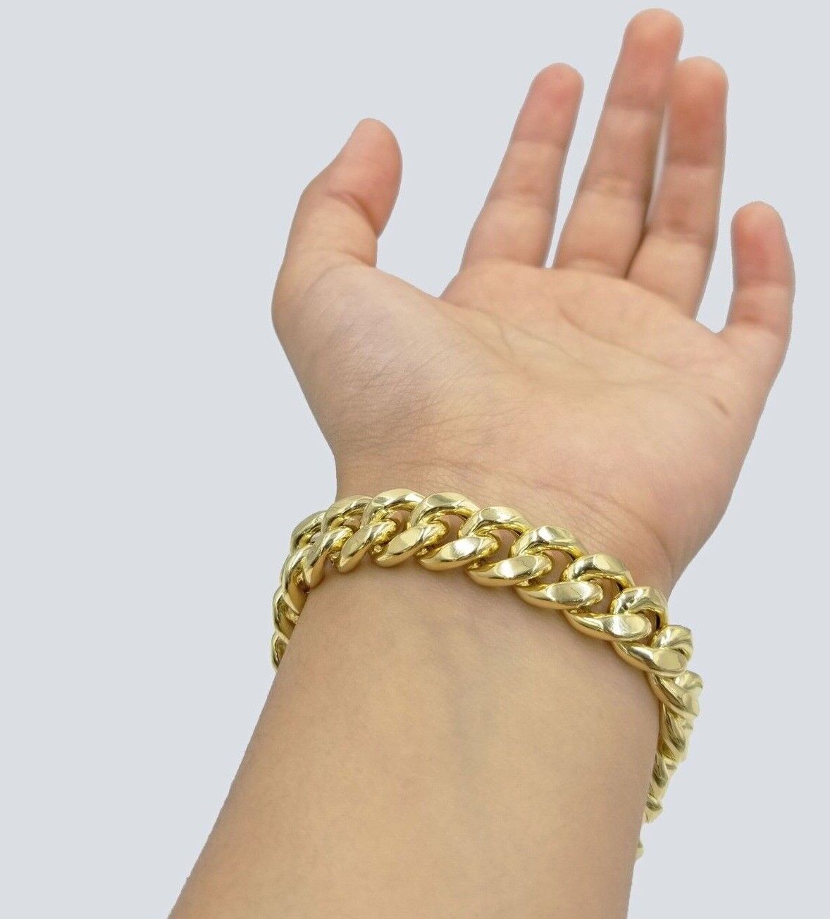 Real 10k Yellow Gold 11mm Miami Cuban Link Bracelet 9" inch For Men's - Reva Jeweler