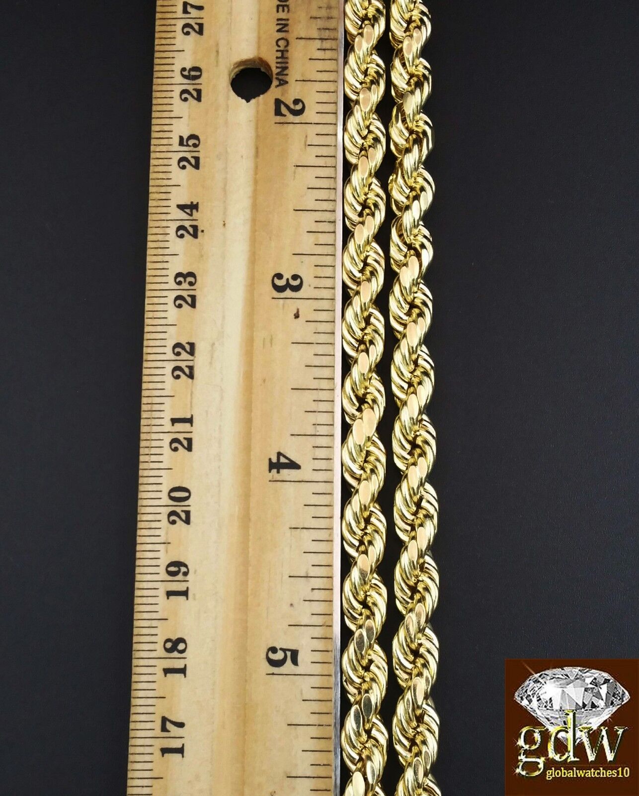 Real 10K Yellow Gold 28" Inch Rope Chain Necklace Cross Pendant Charm - Reva Jeweler