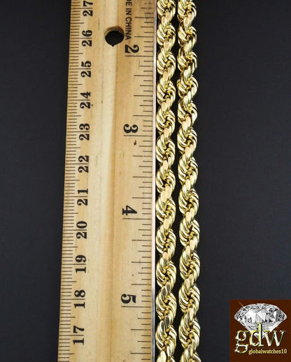 Real 10K Yellow Gold 28" Inch Rope Chain Necklace Cross Pendant Charm - Reva Jeweler