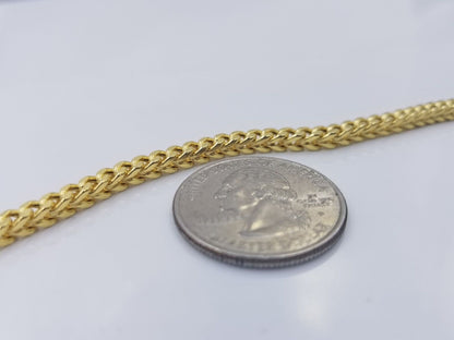 Real 10k Yellow Gold 3mm Franco Bracelet 8" inch 10kt Unisex Men Women - GoldenlinQ