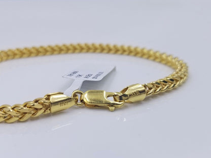 Real 10k Yellow Gold 3mm Franco Bracelet 8" inch 10kt Unisex Men Women - GoldenlinQ