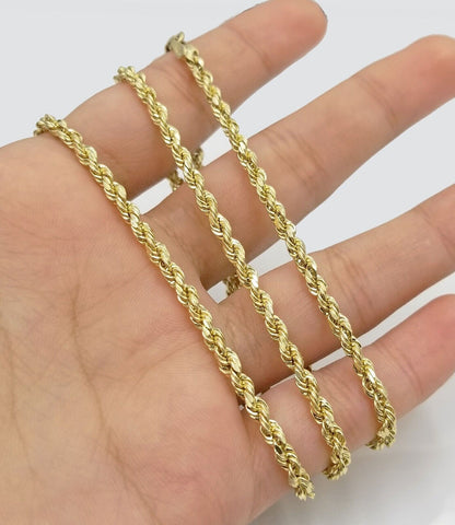 Real 10k Yellow Gold 3mm Rope Chain 20" inch Necklace And Jesus Head Pendant - GoldenlinQ