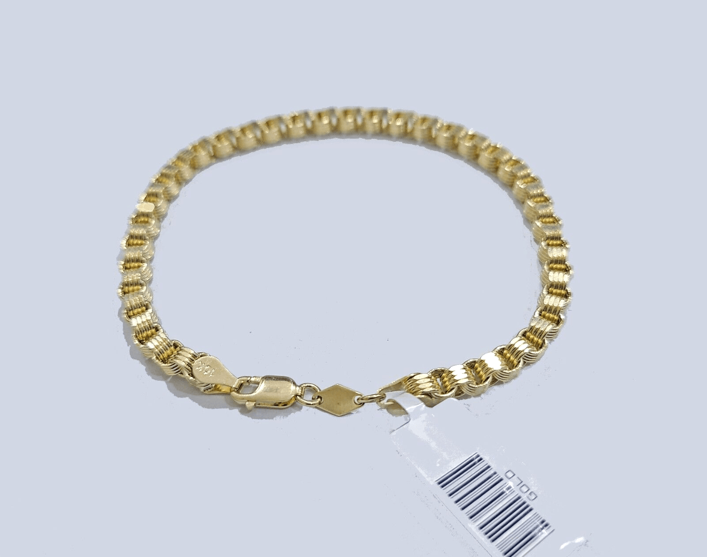 Real 10k Yellow Gold 4mm Box Byzantine Bracelet 8" inch 10kt Unisex Men Women - Reva Jeweler
