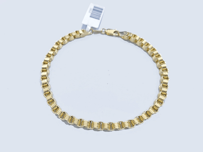 Real 10k Yellow Gold 4mm Box Byzantine Bracelet 8" inch 10kt Unisex Men Women - Reva Jeweler