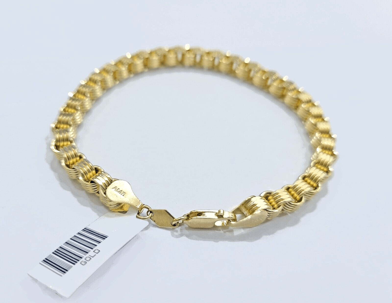 Real 10k Yellow Gold 5mm Box Byzantine Bracelet 8" inch 10kt Unisex Men Women - Reva Jeweler