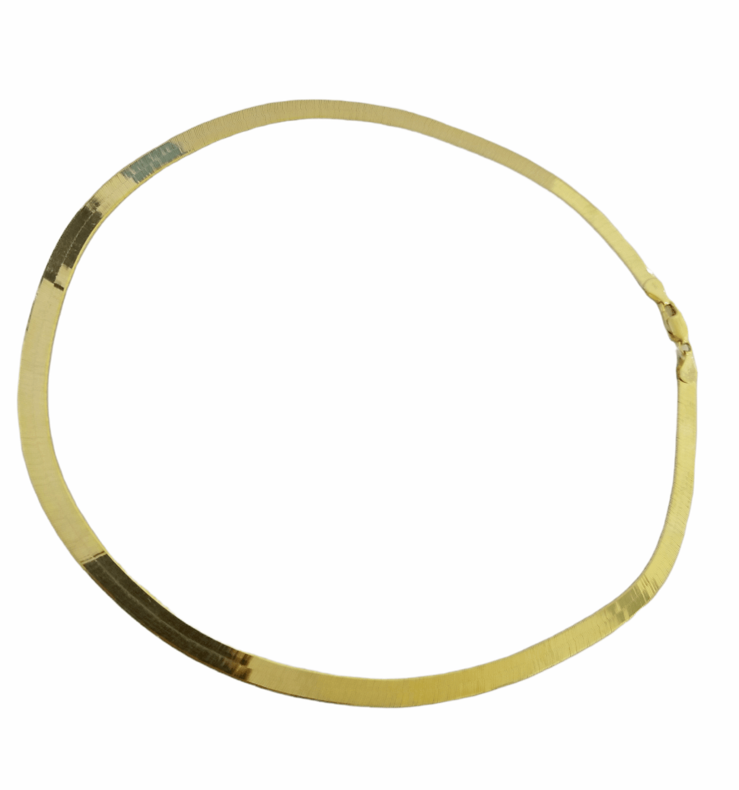 Real 10K Yellow Gold 5mm Herring Bone Chain Necklace 20 Inch Lobster lock - Reva Jeweler