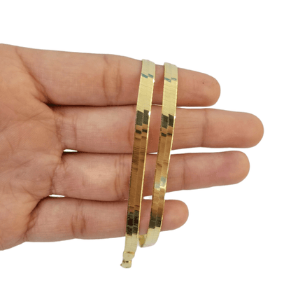 Real 10K Yellow Gold 5mm Herring Bone Chain Necklace 20 Inch Lobster lock - Reva Jeweler