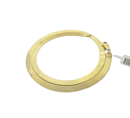 Real 10K Yellow Gold 5mm Herring Bone Chain Necklace 20 Inch Lobster lock - Reva Jeweler