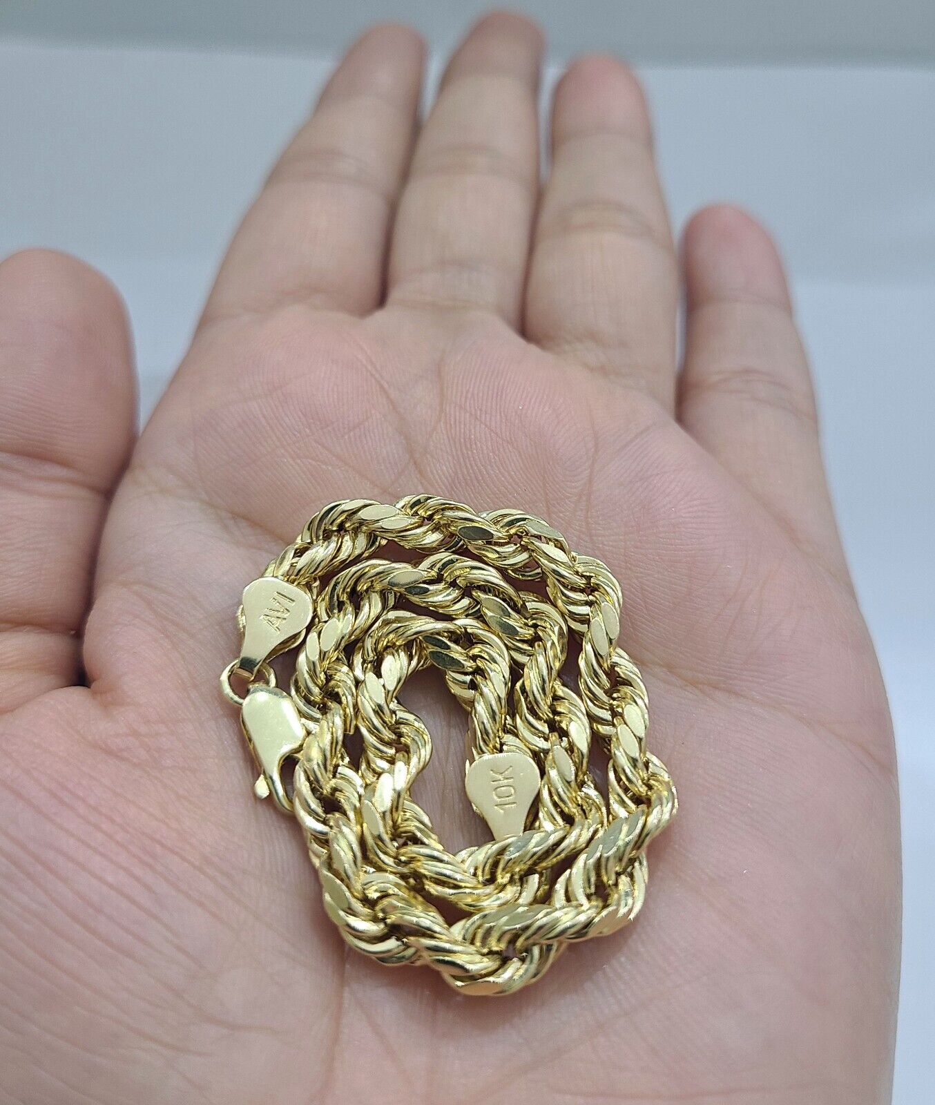 Real 10k Yellow Gold 5mm Rope Bracelet 7'' 8'' 9'' inch 10kt Unisex - Reva Jeweler