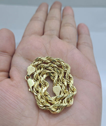 Real 10k Yellow Gold 5mm Rope Bracelet 7'' 8'' 9'' inch 10kt Unisex - Reva Jeweler