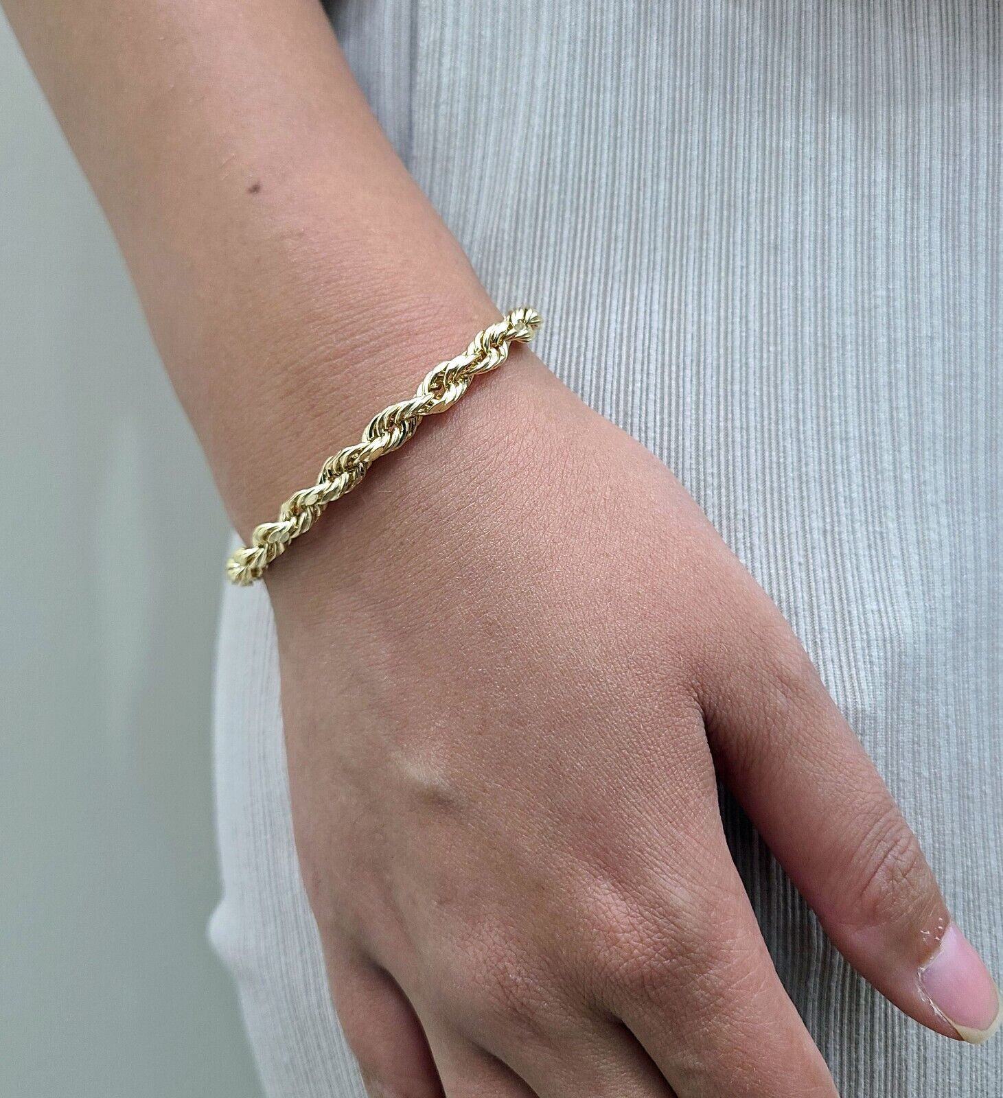 Real 10k Yellow Gold 5mm Rope Bracelet 9'' inch 10kt Unisex - Reva Jeweler