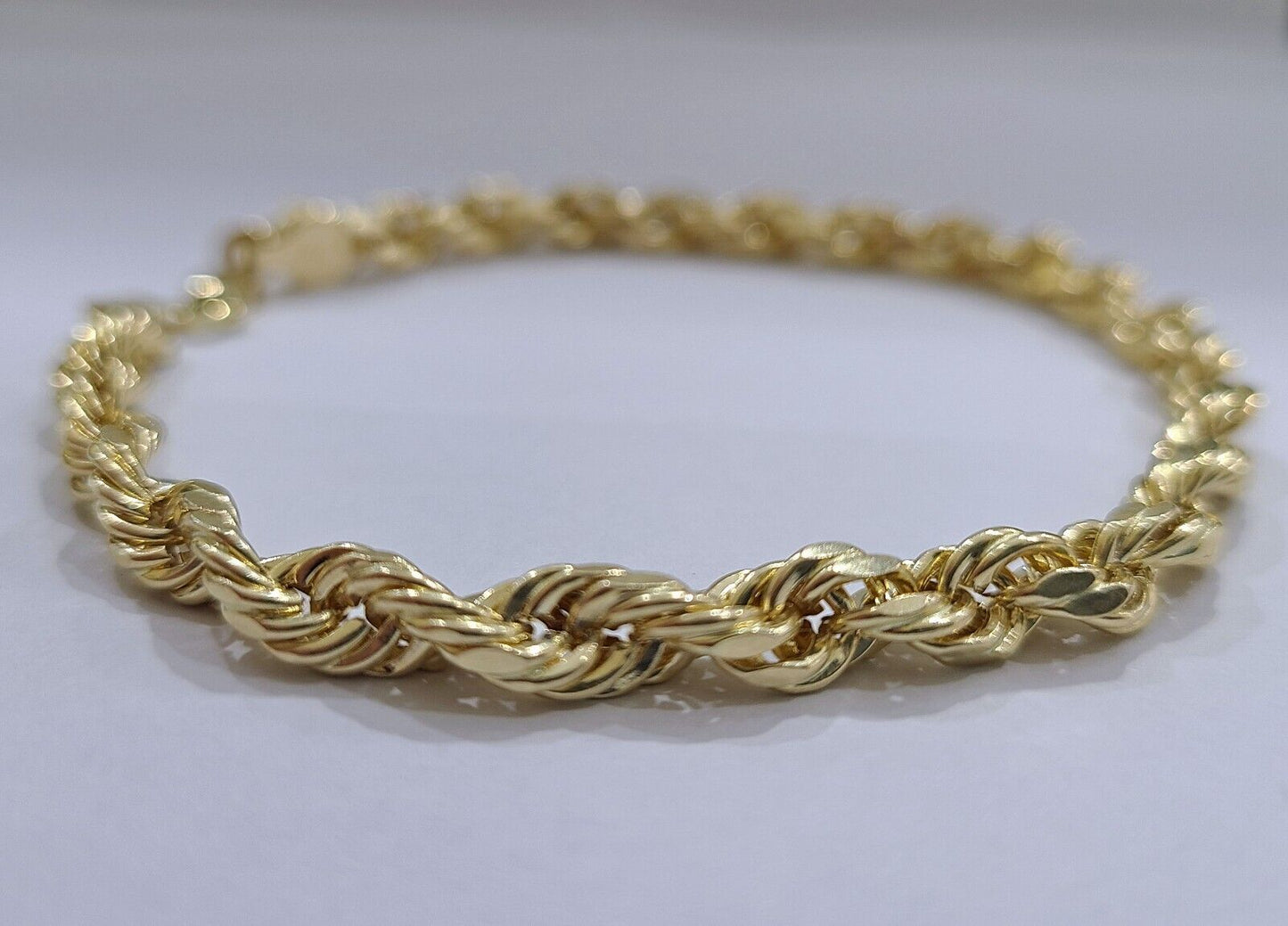 Real 10k Yellow Gold 5mm Rope Bracelet 9'' inch 10kt Unisex - Reva Jeweler