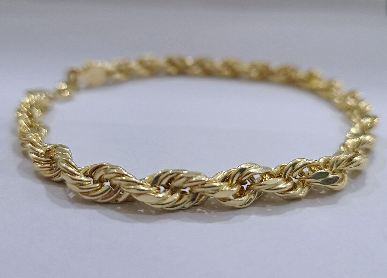 Real 10k Yellow Gold 5mm Rope Bracelet 9'' inch 10kt Unisex - Reva Jeweler