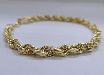 Real 10k Yellow Gold 5mm Rope Bracelet 9'' inch 10kt Unisex - Reva Jeweler