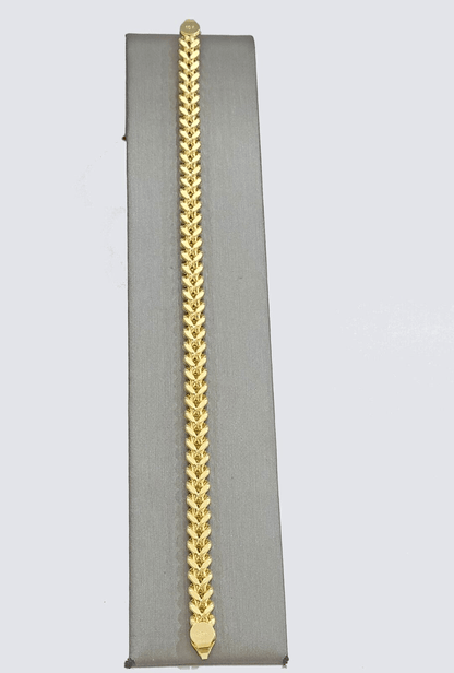 Real 10k Yellow Gold 6mm Franco Bracelet 8" inch 10kt Unisex Men Women - GoldenlinQ