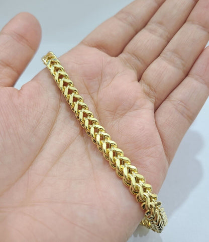 Real 10k Yellow Gold 6mm Franco Bracelet 8.5'' inch 10kt Unisex - Reva Jeweler