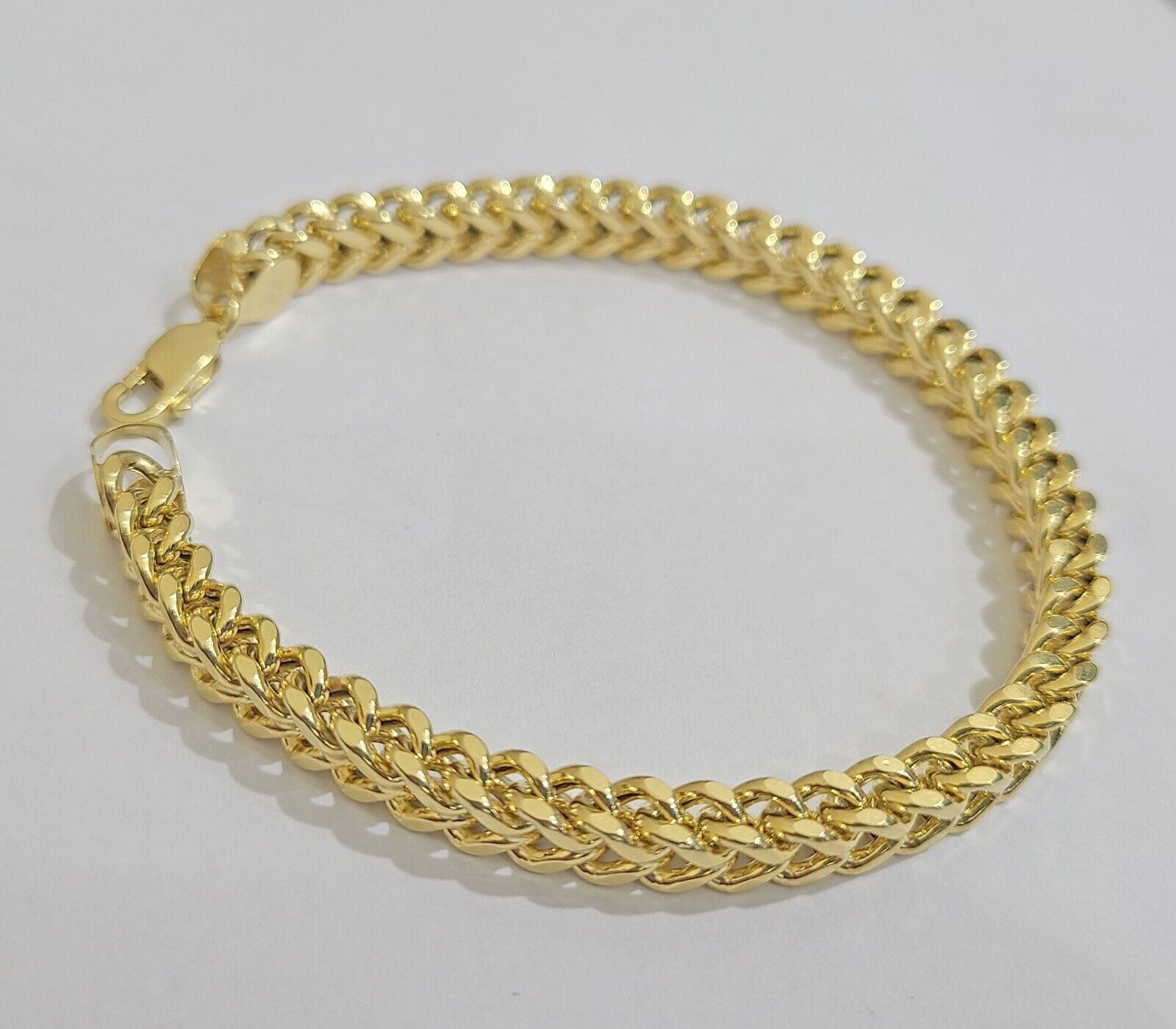 Real 10k Yellow Gold 6mm Franco Bracelet 8.5'' inch 10kt Unisex - Reva Jeweler