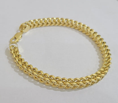 Real 10k Yellow Gold 6mm Franco Bracelet 8.5'' inch 10kt Unisex - Reva Jeweler
