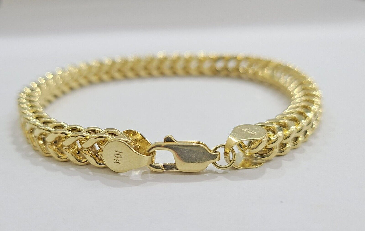 Real 10k Yellow Gold 6mm Franco Bracelet 8.5'' inch 10kt Unisex - Reva Jeweler