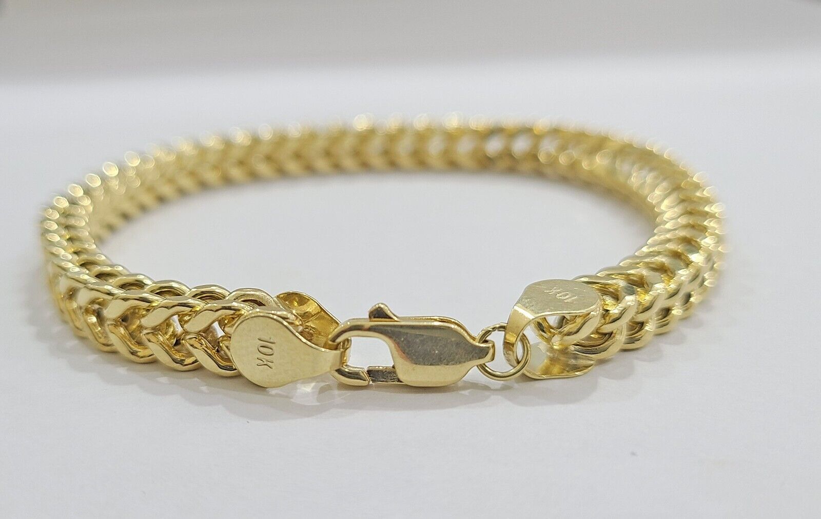 Real 10k Yellow Gold 6mm Franco Bracelet 8.5'' inch 10kt Unisex - Reva Jeweler