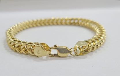 Real 10k Yellow Gold 6mm Franco Bracelet 8.5'' inch 10kt Unisex - Reva Jeweler