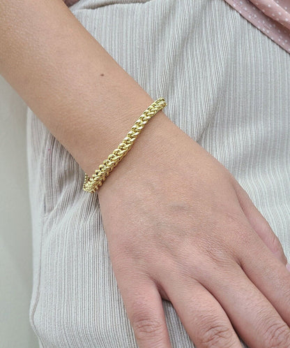 Real 10k Yellow Gold 6mm Franco Bracelet 8.5'' inch 10kt Unisex - Reva Jeweler