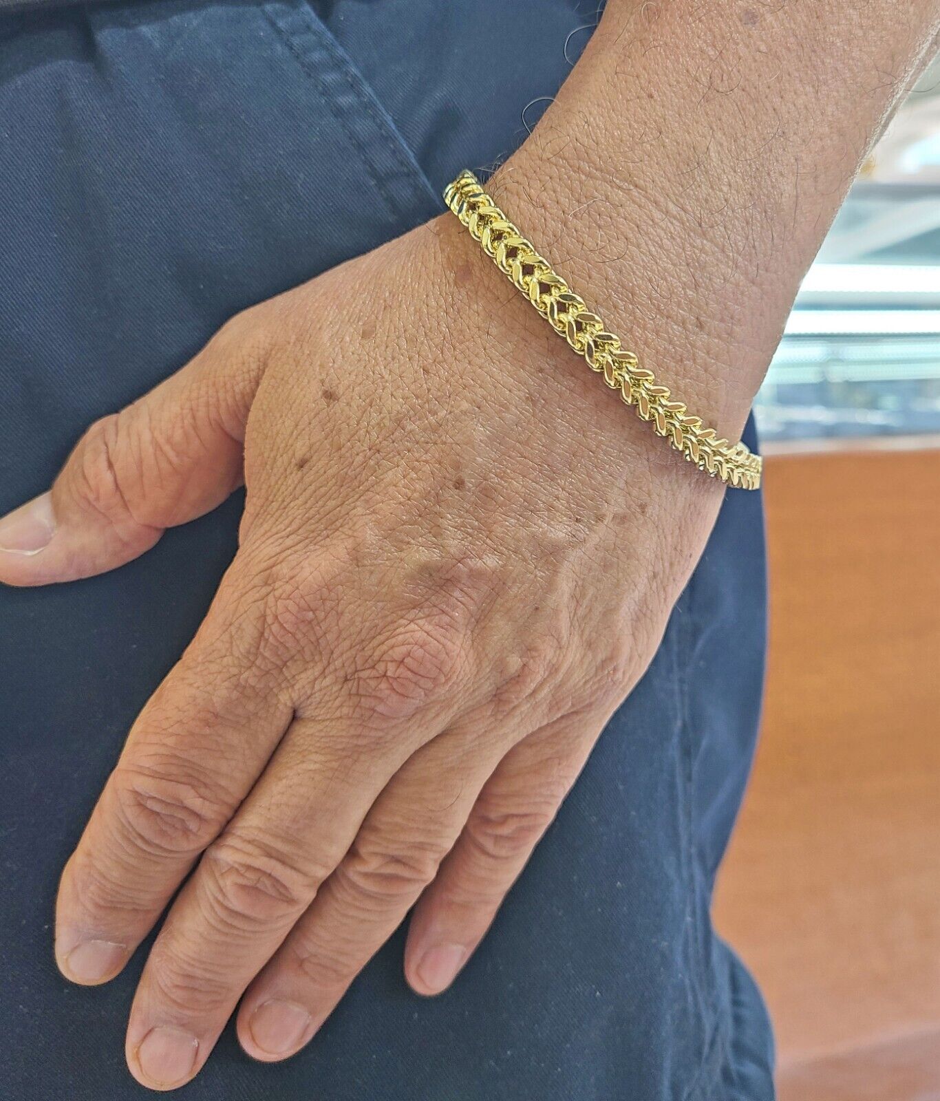 Real 10k Yellow Gold 6mm Franco Bracelet 8.5'' inch 10kt Unisex - Reva Jeweler