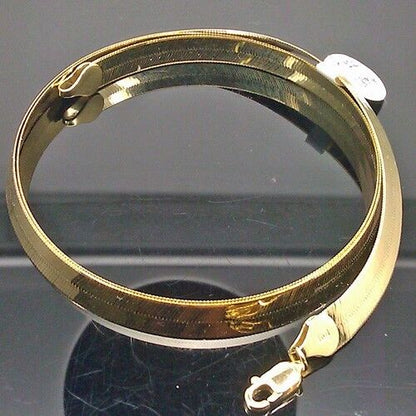 Real 10K Yellow Gold 7mm 24" Herringbone Necklace Chain Women Men lobster 10KT - Reva Jeweler