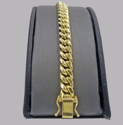 Real 10k Yellow Gold 7mm Miami Cuban Link Bracelet 8" inch Men and Women - GoldenlinQ