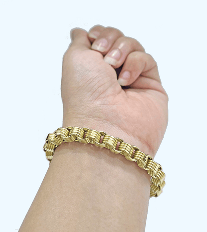 Real 10k Yellow Gold 8mm Box Byzantine Bracelet 8" inch 10kt Unisex Men Women - GoldenlinQ