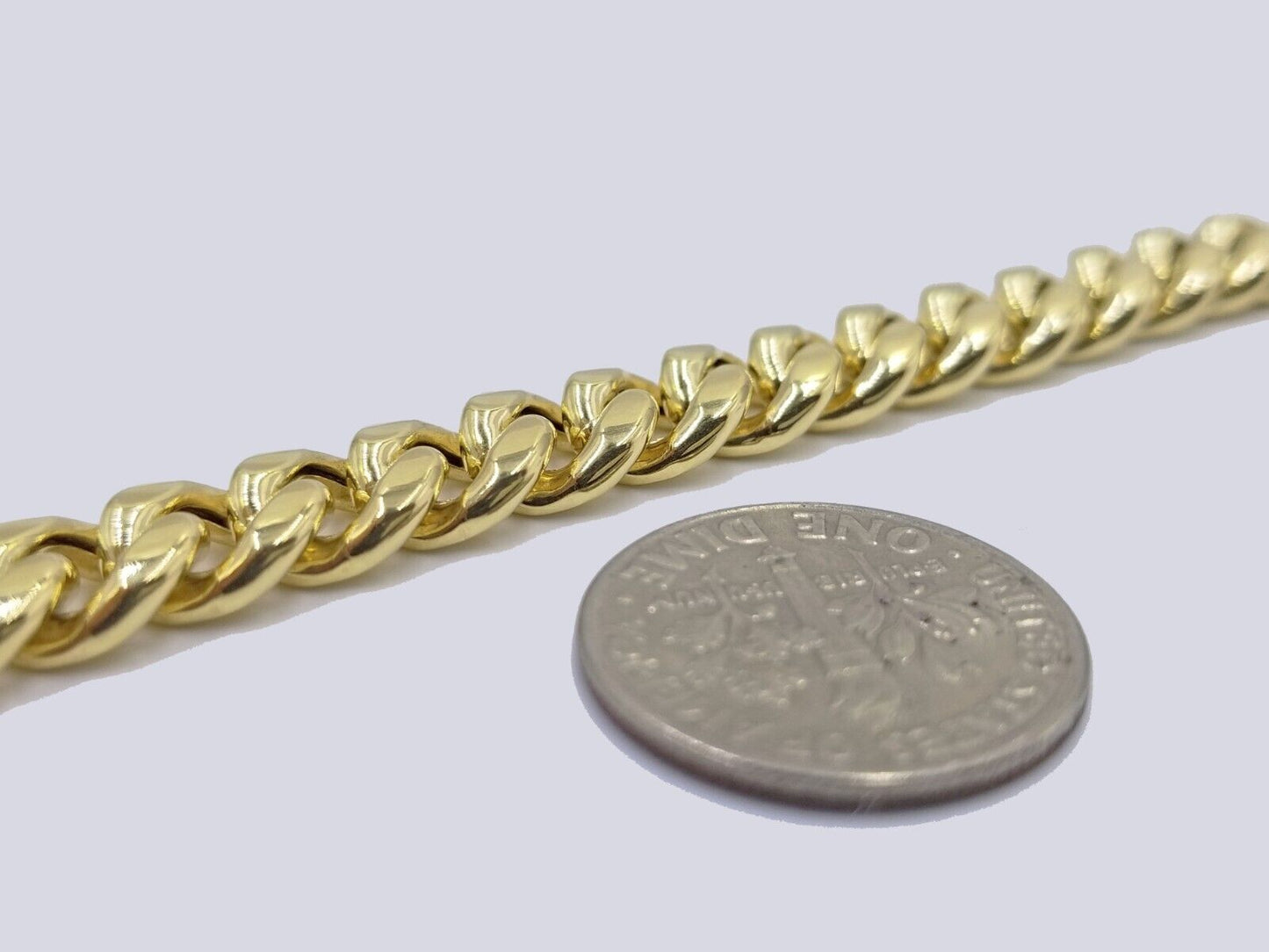 Real 10k Yellow Gold 8mm Miami Cuban Link Bracelet 8" inch Men and Women - Reva Jeweler