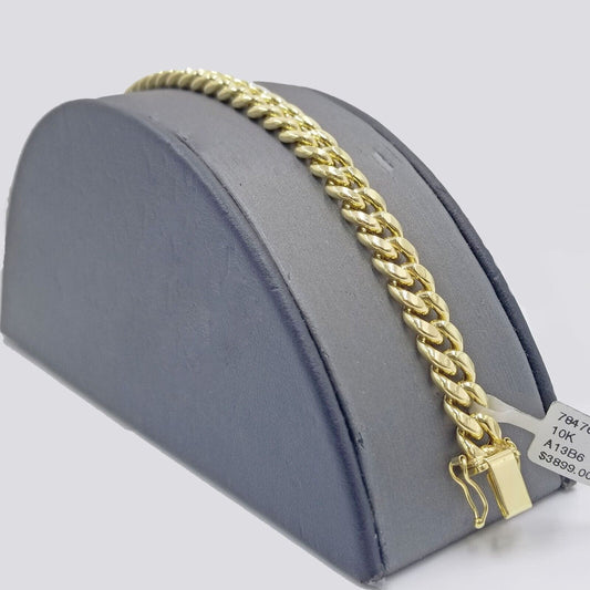 Real 10k Yellow Gold 8mm Miami Cuban Link Bracelet 8" inch Men and Women - Reva Jeweler