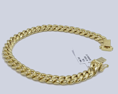 Real 10k Yellow Gold 8mm Miami Cuban Link Bracelet 8" inch Men and Women - Reva Jeweler