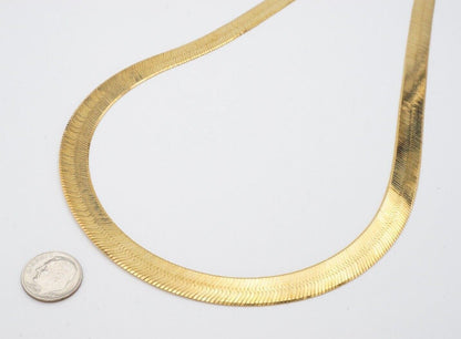 Real 10k Yellow Gold 9mm Herringbone Chain Necklace 20" Inch Lobster lock - Reva Jeweler