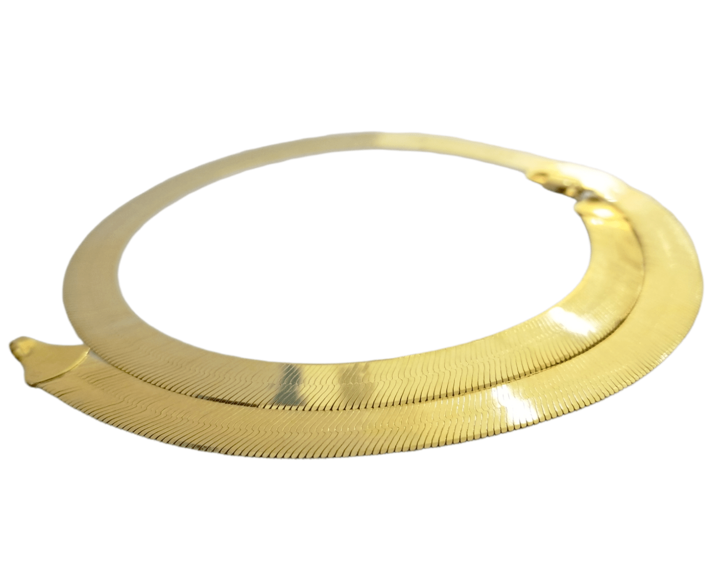 Real 10k Yellow Gold 9mm Herringbone Chain Necklace 20" Inch Lobster lock - Reva Jeweler