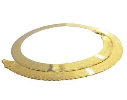 Real 10k Yellow Gold 9mm Herringbone Chain Necklace 20" Inch Lobster lock - Reva Jeweler