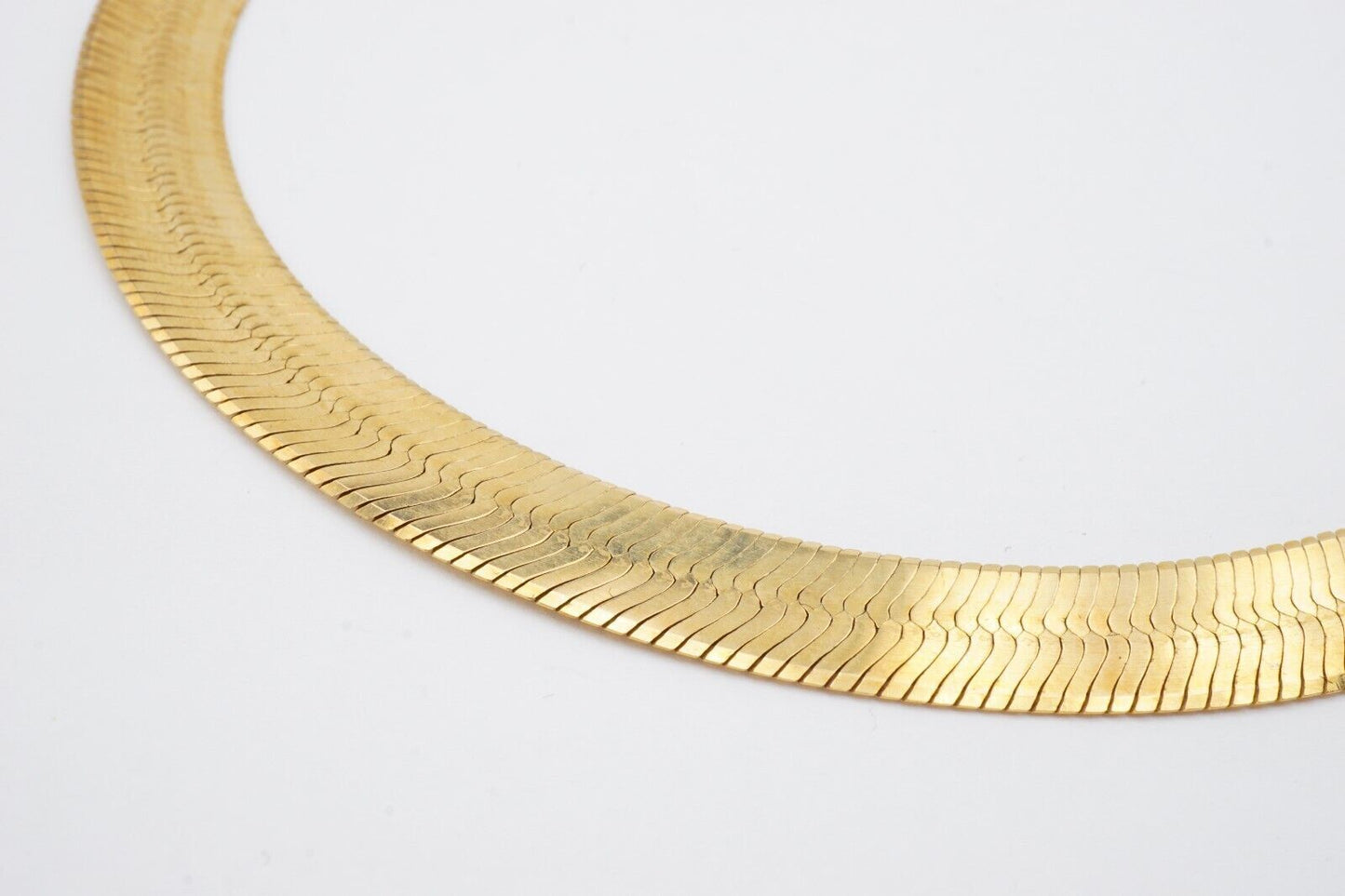 Real 10k Yellow Gold 9mm Herringbone Chain Necklace 20" Inch Lobster lock - Reva Jeweler