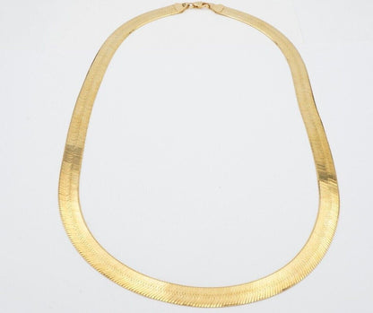 Real 10k Yellow Gold 9mm Herringbone Chain Necklace 20" Inch Lobster lock - Reva Jeweler