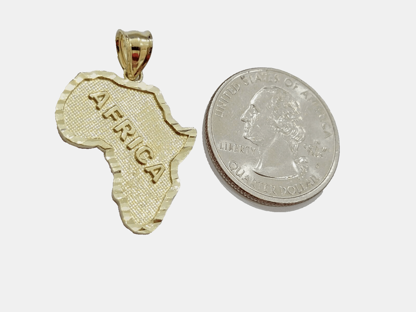 Real 10k Yellow Gold Africa Map Charm 1 Inch Pendant 10kt Chain & Necklace SALE - Reva Jeweler