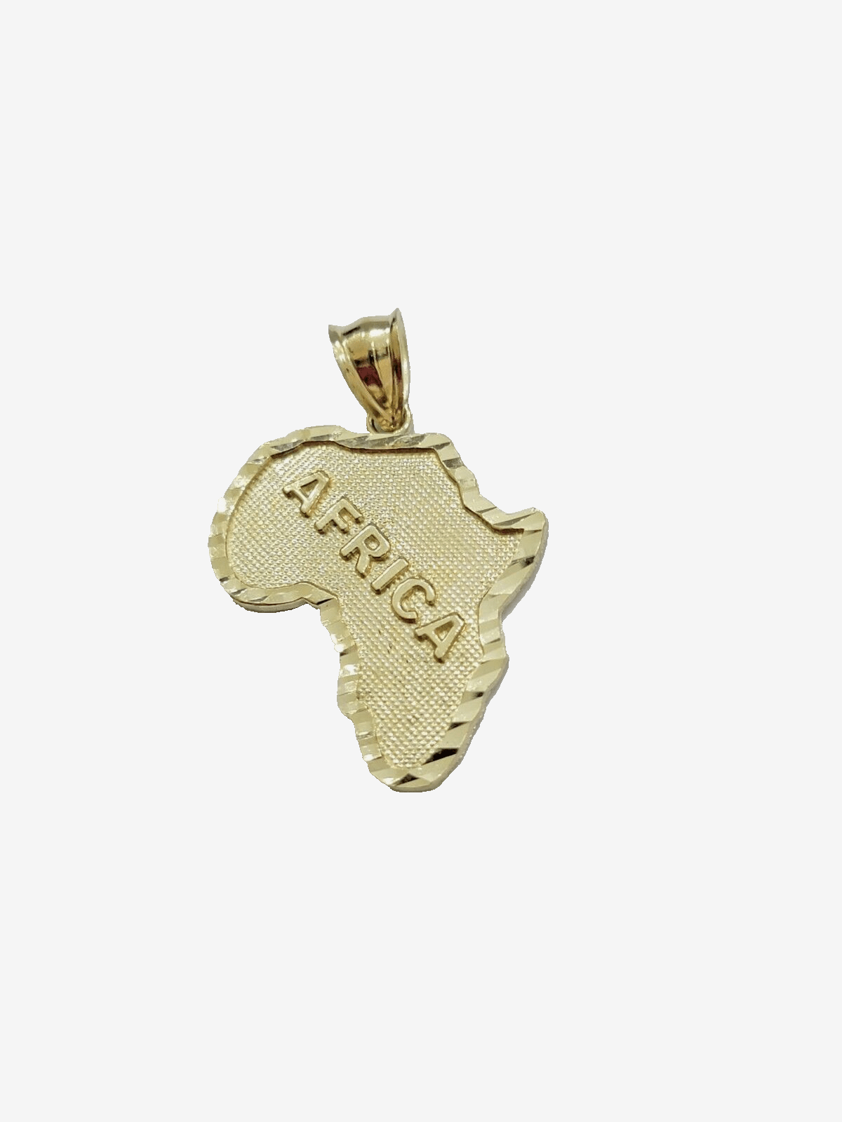 Real 10k Yellow Gold Africa Map Charm 1 Inch Pendant 10kt Chain & Necklace SALE - Reva Jeweler