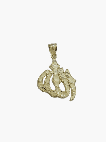 Real 10k Yellow Gold Allah Charm 1 Inch Pendant For Necklace & Chain SALE 10kt - Reva Jeweler