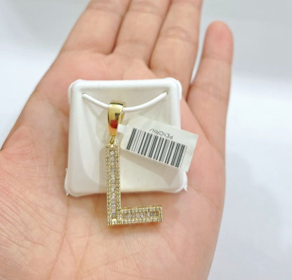 Real 10K Yellow Gold Alphabets Diamond Cut Charm A - Z Pendant Initials - GoldenlinQ