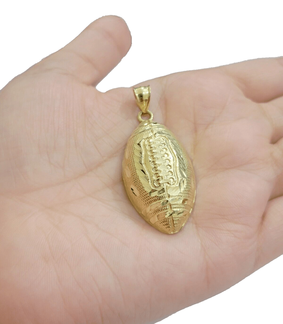 Real 10k Yellow Gold American Football Charm 2" Inch Pendant 10kt For Chain SALE - Reva Jeweler