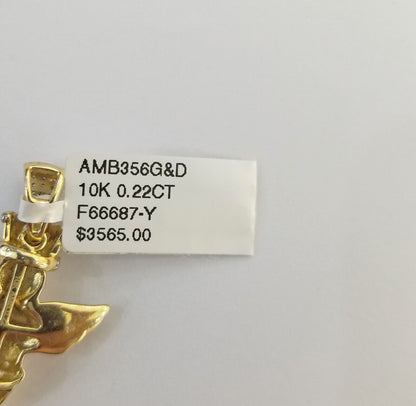 Real 10k Yellow Gold Angel Praying Hand Real Diamond Pendant Mini Angel Charm - Reva Jeweler